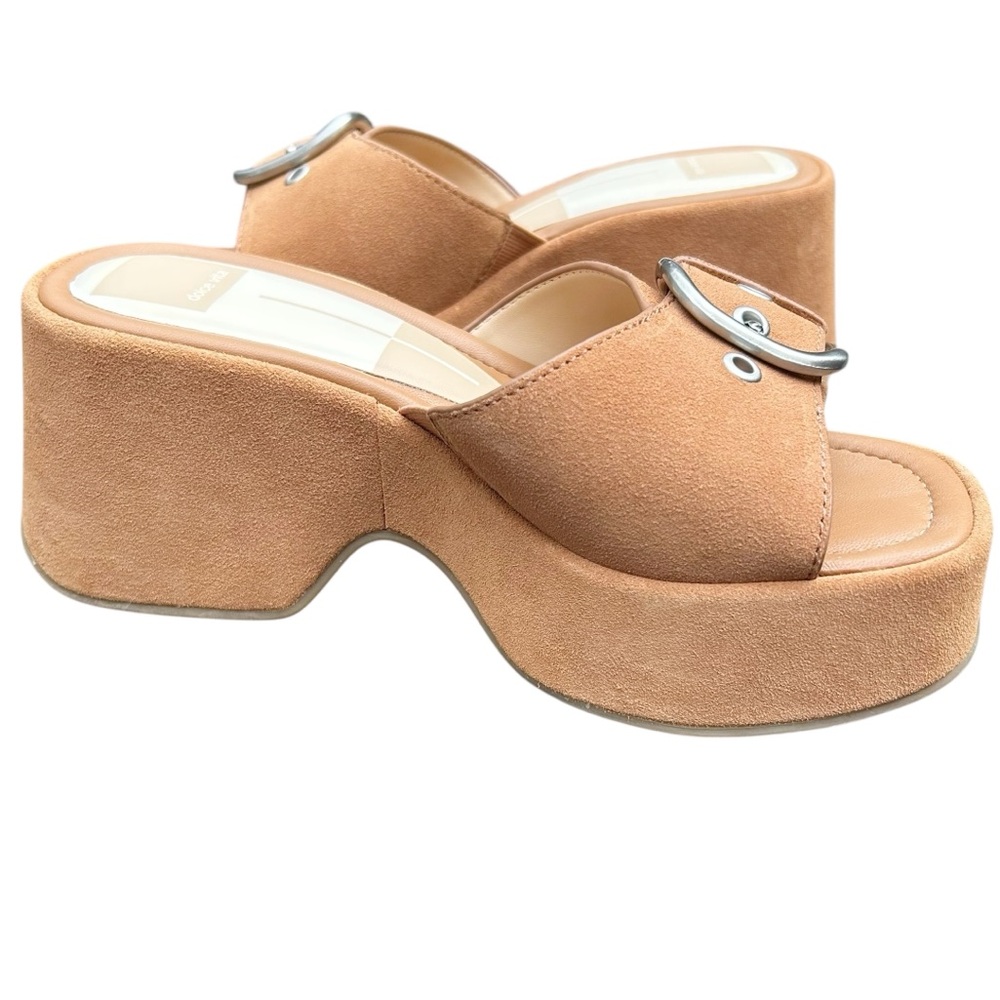 Dolce Vita Gisel Saddle Suede Heels 7 Festival Retro 90' Chunky Platform - Picture 4 of 11